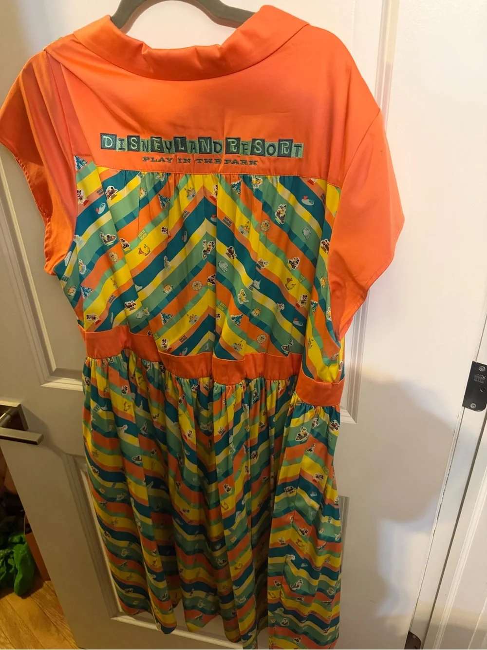 Dress shop Disney Orange, Teal, Yellow Striped Fit-and-Flare Dress